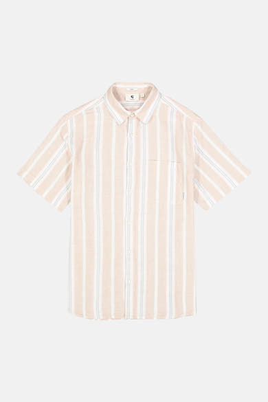 Chemise en lin rayée multicolore à manches courtes de GARCIA, avec col et poche poitrine.