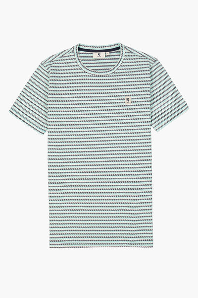 Witte T-shirt met korte mouwen van GARCIA met horizontaal strepenpatroon.