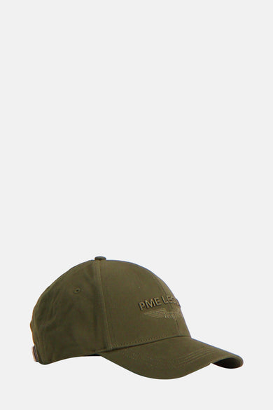 Casquette kaki de PME Legend avec logo brodé sur le devant et boucle de réglage à l'arrière.