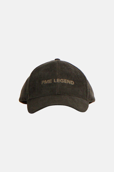 Khaki corduroy baseball cap by PME Legend with embroidered logo, front view