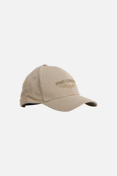 Casquette beige de PME Legend avec logo brodé sur le devant.