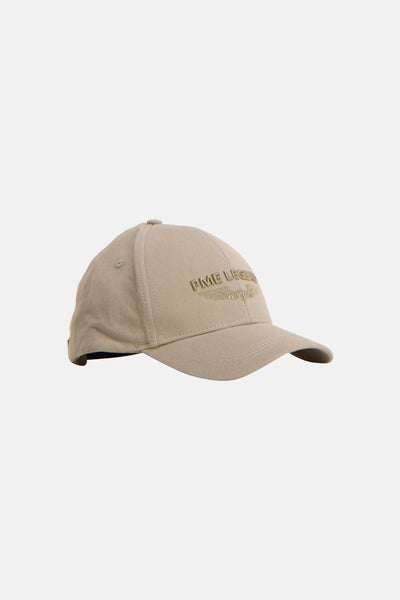 Casquette beige de PME Legend avec logo brodé sur le devant.