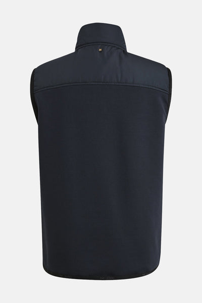 Veste sans manches beige de PME Legend, vue de dos avec col montant et empiècement supérieur.