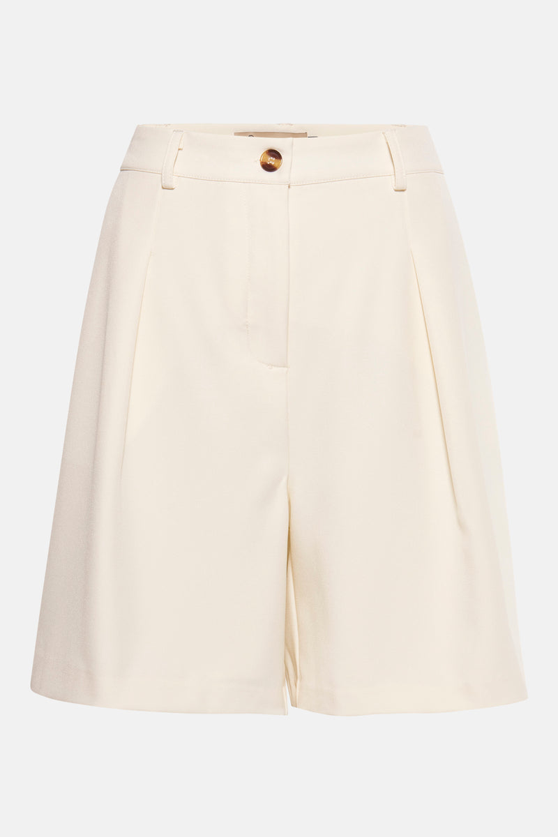 Ecru bermudashort van PEPPERCORN met enkele plooi en knoopsluiting.