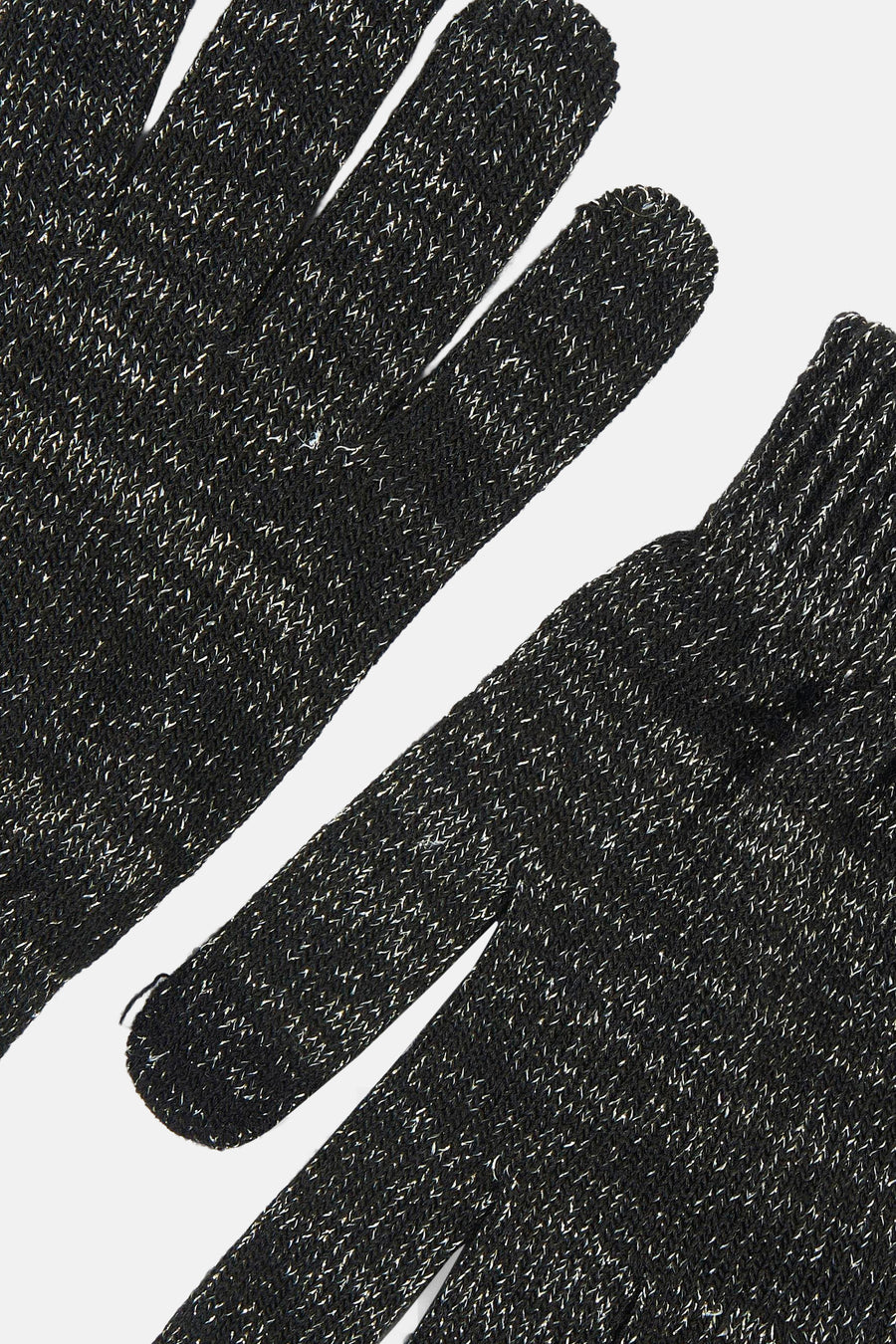Gants noirs de PIECES® en maille mouchetée de fils argentés.