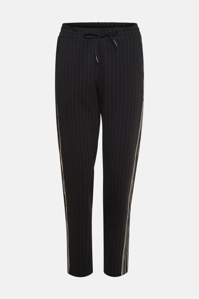 Zwarte joggingbroek met strepen van Le Temps des Cerises met trekkoord in de taille en contrasterende zijstreep.