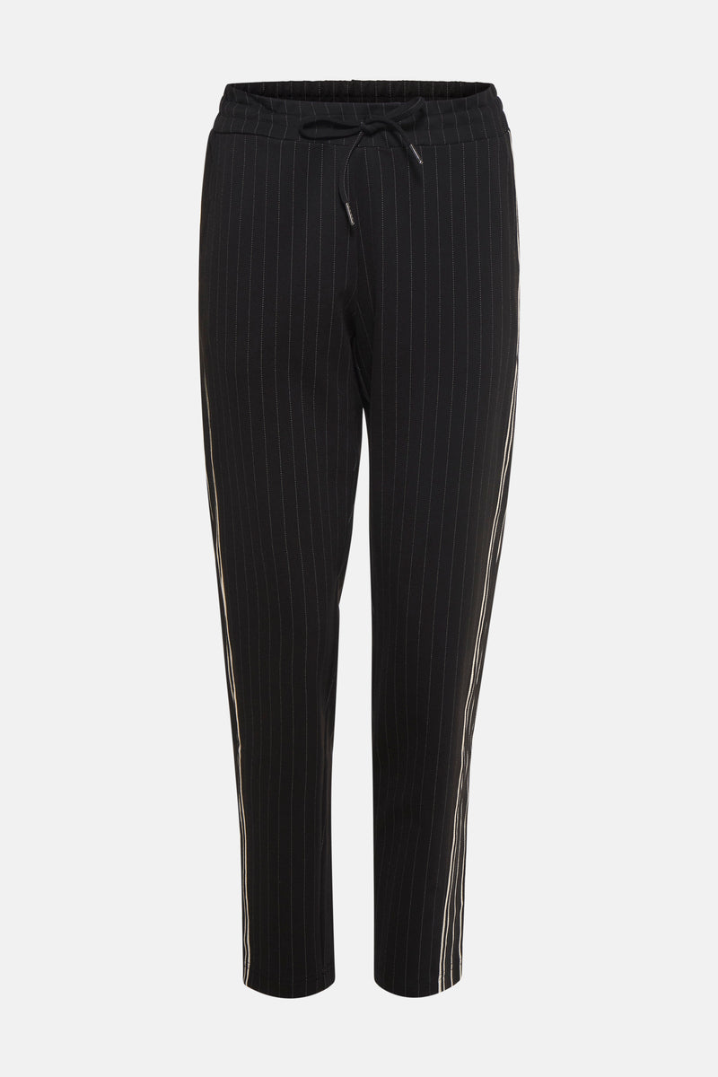 Zwarte joggingbroek met strepen van Le Temps des Cerises met trekkoord in de taille en contrasterende zijstreep.