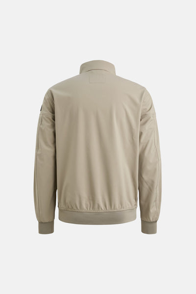 Veste de pluie beige de PME Legend, vue de dos, avec col montant et poignets élastiqués.