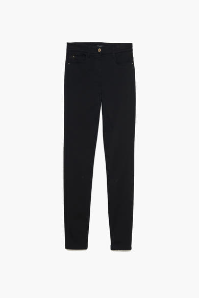 Gekleurde zwarte broek van CAROLL, skinny fit, met voor- en achterzakken.