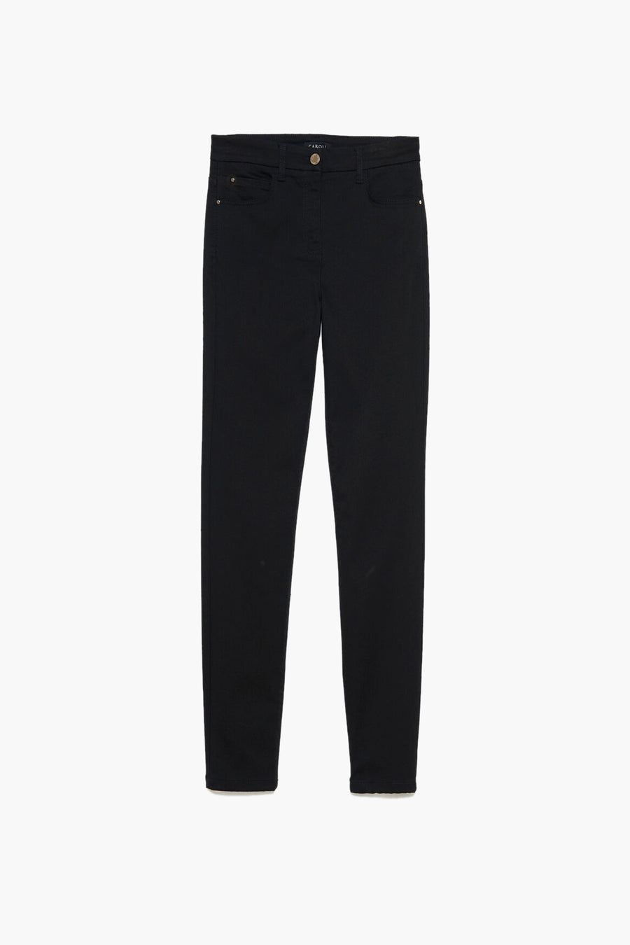 Gekleurde zwarte broek van CAROLL, skinny fit, met voor- en achterzakken.