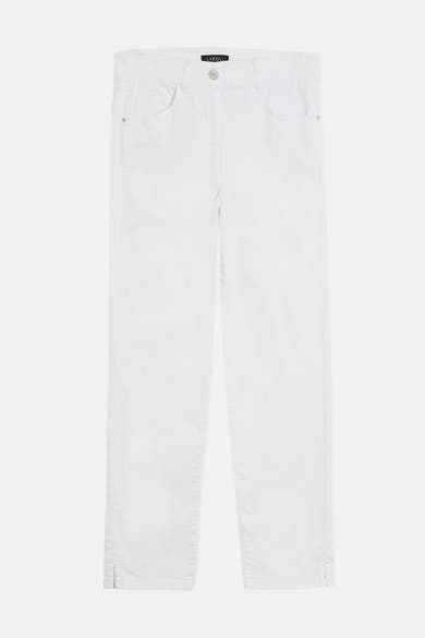 Chino 7/8 blanc de CAROLL, coupe droite, poches avant, détails de fentes en bas.
