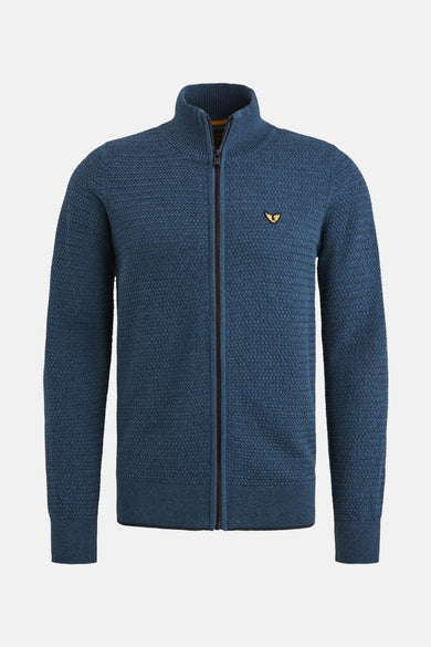 Gilet bleu en maille de PME Legend avec fermeture éclair et logo brodé.