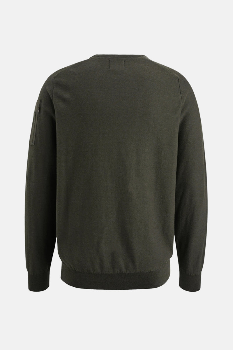 Pull met ronde hals - Kaki