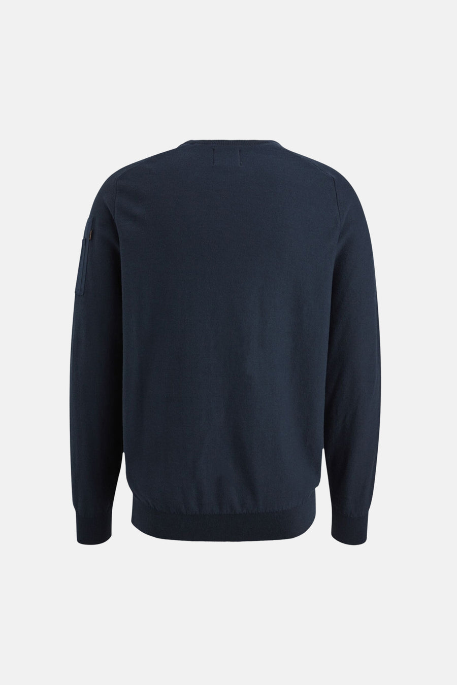 Ronde hals trui blauw van PME LEGEND, met een discrete zak op de linkermouw.