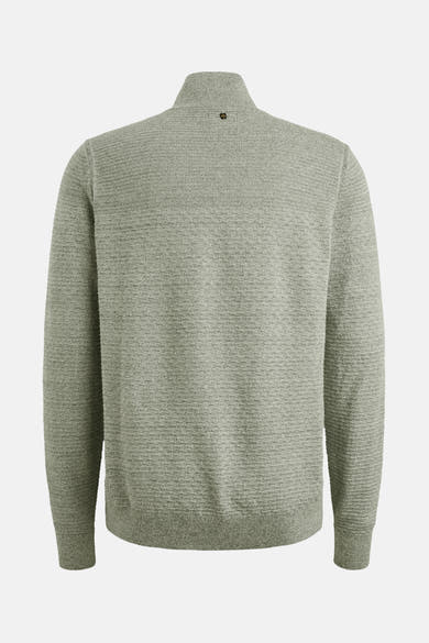 Pull à col roulé vert par PME Legend, en maille texturée avec détail bouton au col.