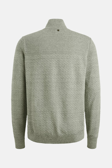 Pull à col roulé vert par PME Legend, en maille texturée avec détail bouton au col.