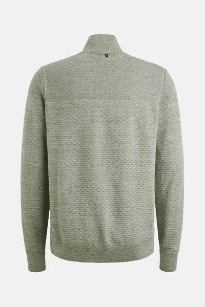 Pull à col roulé vert par PME Legend, en maille texturée avec détail bouton au col.