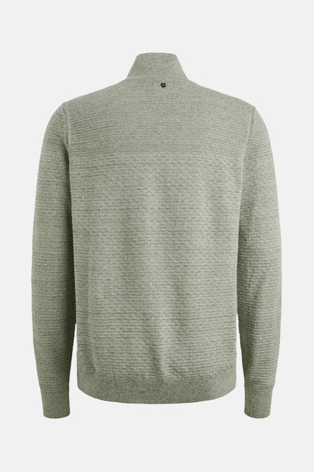 Pull à col roulé vert par PME Legend, en maille texturée avec détail bouton au col.