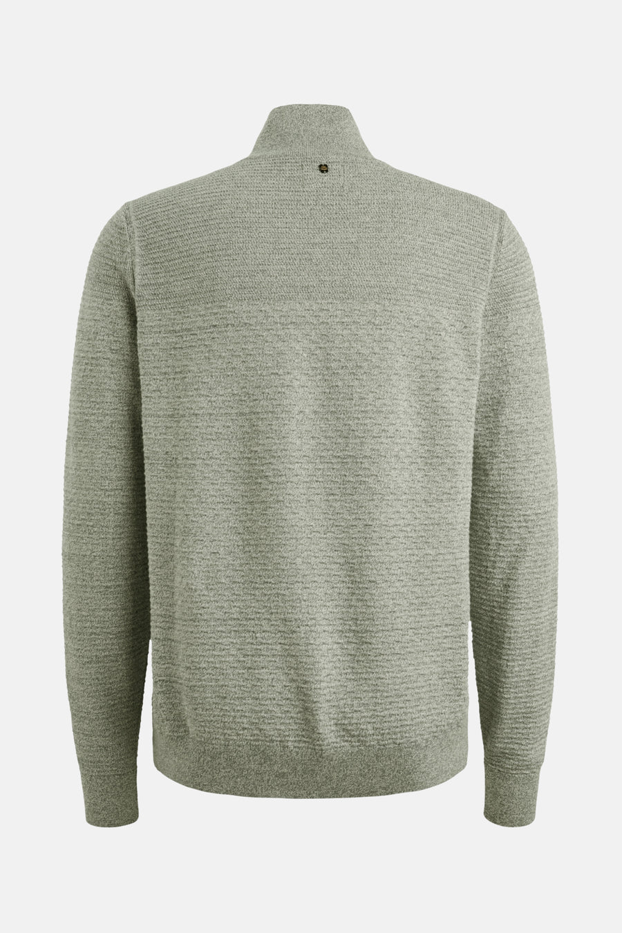 Pull à col roulé vert par PME Legend, en maille texturée avec détail bouton au col.