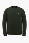Groen sweatshirt van Pme Legend, achterzijde, met een klein zakje met rits op de linkermouw.