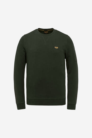 Groen sweatshirt van Pme Legend, met discreet logo en zakdetail op de mouw.