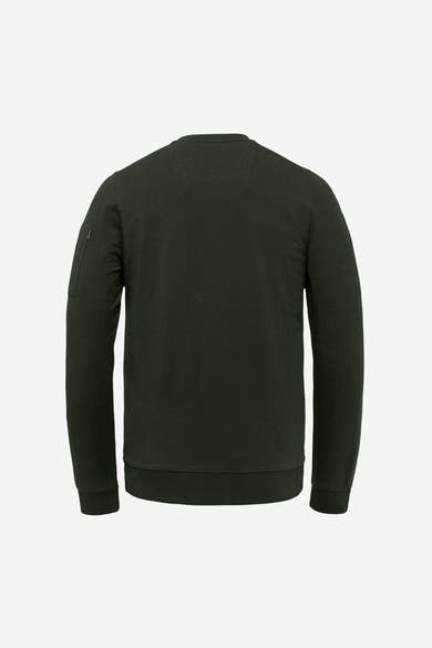 Groene sweater van Pme Legend, klassieke pasvorm met ritszakdetail op de mouw.
