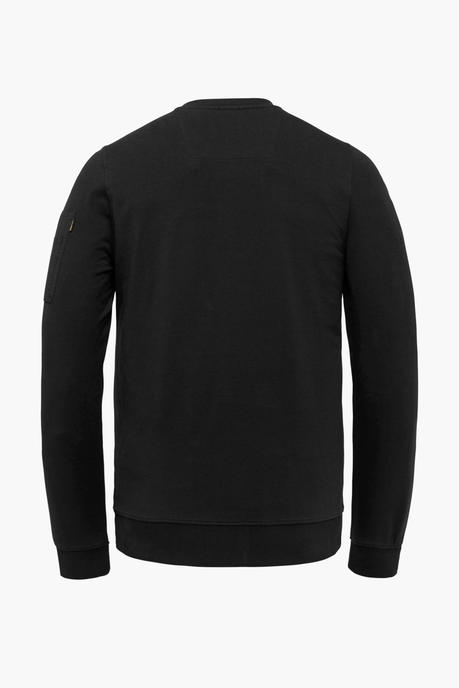 Zwarte rondehals sweatshirt van Pme Legend, met een klein logo op de borst en een zak op de mouw.
