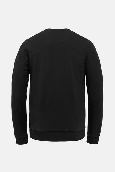 Sweat-shirt noir de Pme Legend, vue arrière avec poche sur la manche.