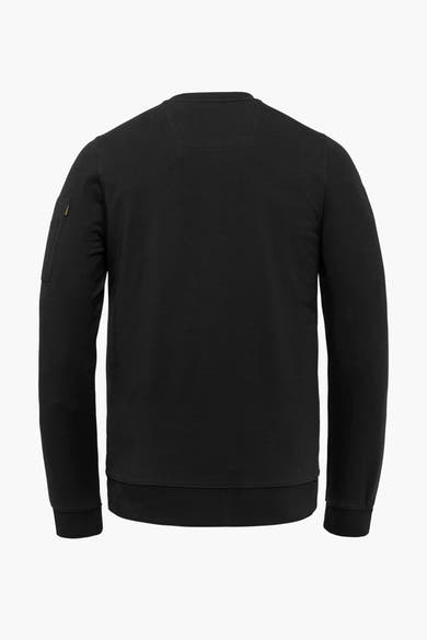 Zwart sweatshirt van Pme Legend, met een zak op de mouw, achterzijde.