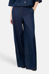 Jean large en denim bleu foncé de CAROLL, avec taille haute et jambe ample.