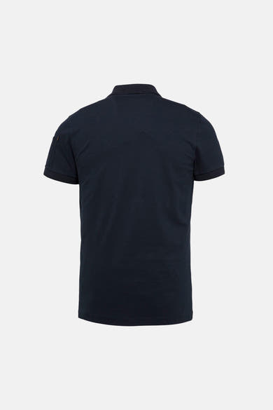 Polo bleu marine de Pme Legend, vu de dos, avec poche sur la manche.