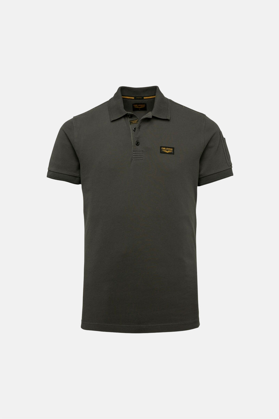 Polo gris de Pme Legend, avec manches courtes et logo brodé sur la poitrine.