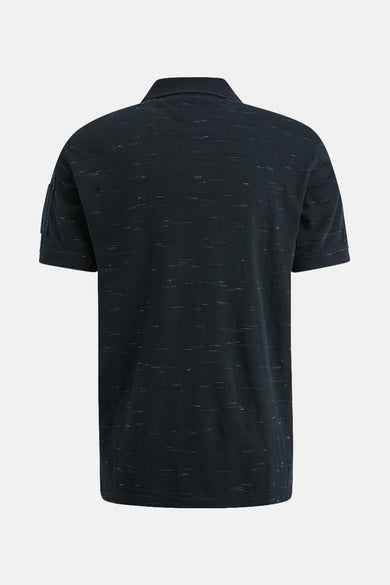 Blauw poloshirt met korte mouwen van PME Legend, met subtiel textuurpatroon over het hele oppervlak.