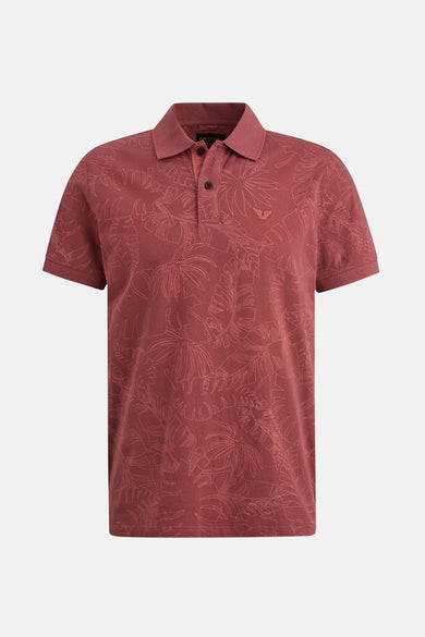 Roze poloshirt met korte mouwen van PME Legend met subtiele tropische print.