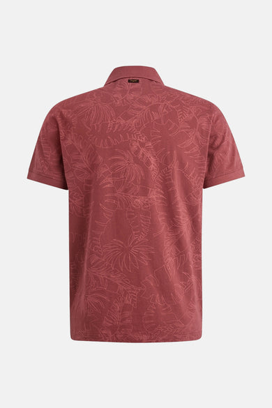 Polo à manches courtes rose de PME Legend avec imprimé tropical subtil.