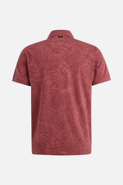 Polo à manches courtes rose de PME Legend avec imprimé tropical subtil.