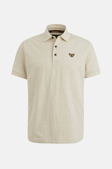 Beige poloshirt met korte mouwen van PME Legend, met een subtiel patroon.