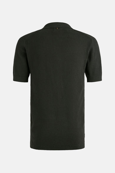 Grijs poloshirt met korte mouwen van PME Legend, zichtbare honingraatstructuur, knoopsluiting.