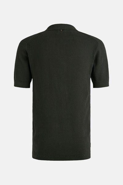 Grijs poloshirt met korte mouwen van PME Legend, zichtbare honingraatstructuur, knoopsluiting.