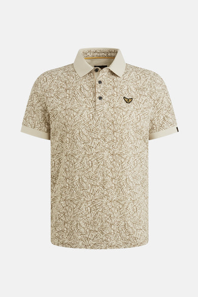 Polo à manches courtes écru de PME Legend avec motif graphique subtil et logo poitrine.

