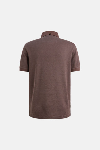Polo brun de PME Legend, texture gaufrée avec col classique et manches courtes.