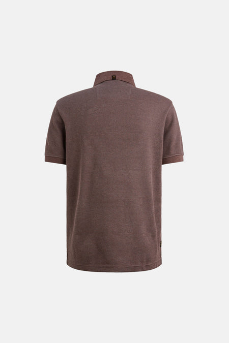 Polo brun de PME Legend, texture gaufrée avec col classique et manches courtes.