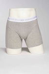 Grijs gemêleerde boxer van PRIVATE BLUE, met wit logo-bedrukt elastiek.