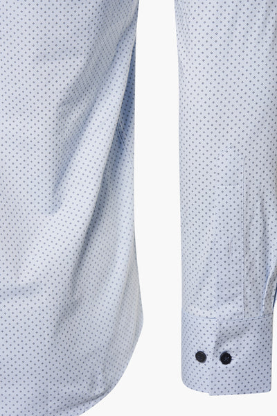 Chemise à manches longues bleue de PRIVATE BLUE, à motif discret, avec boutons aux poignets.