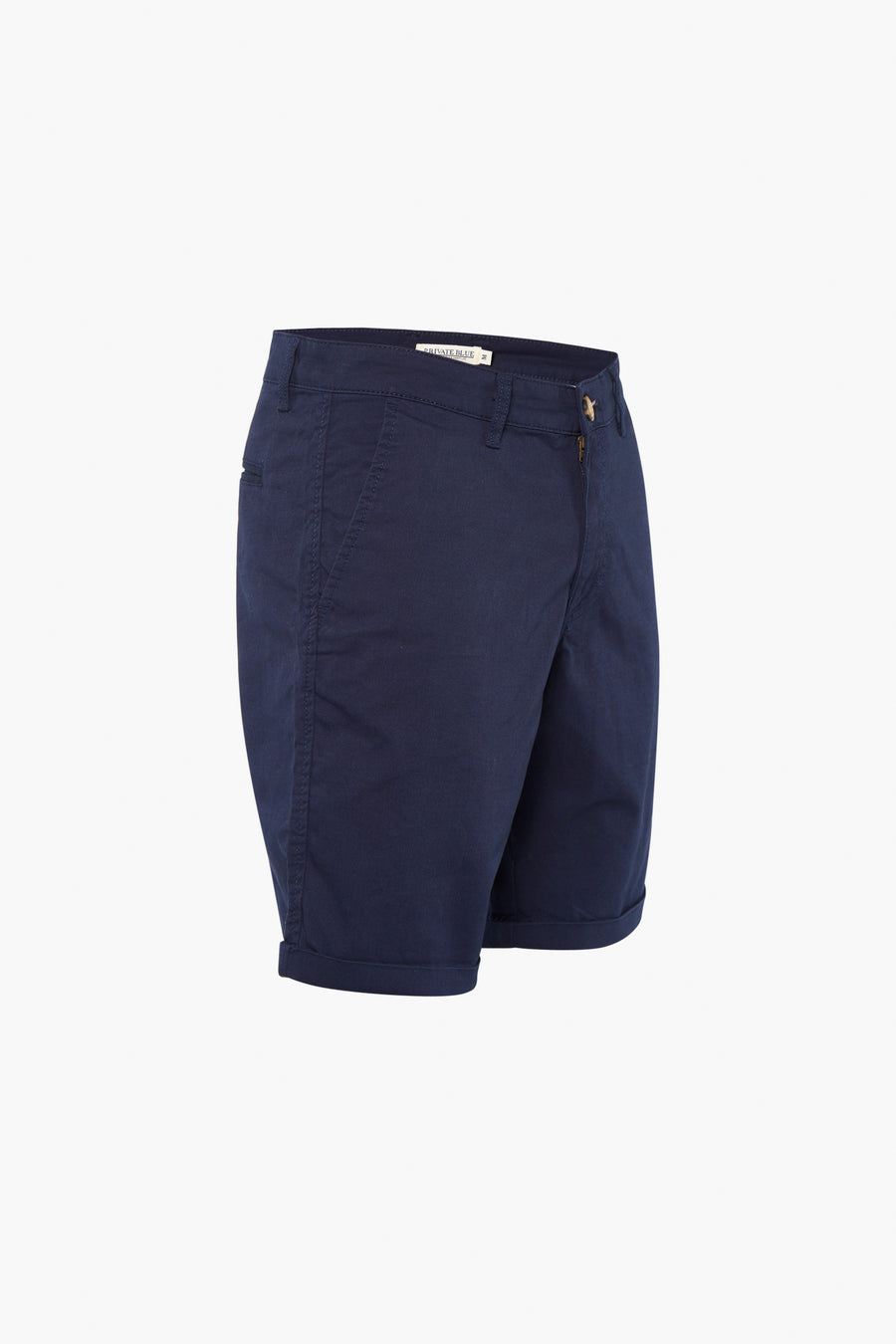 Bermuda blauw van PRIVATE BLUE, moderne snit met genaaidde oord.