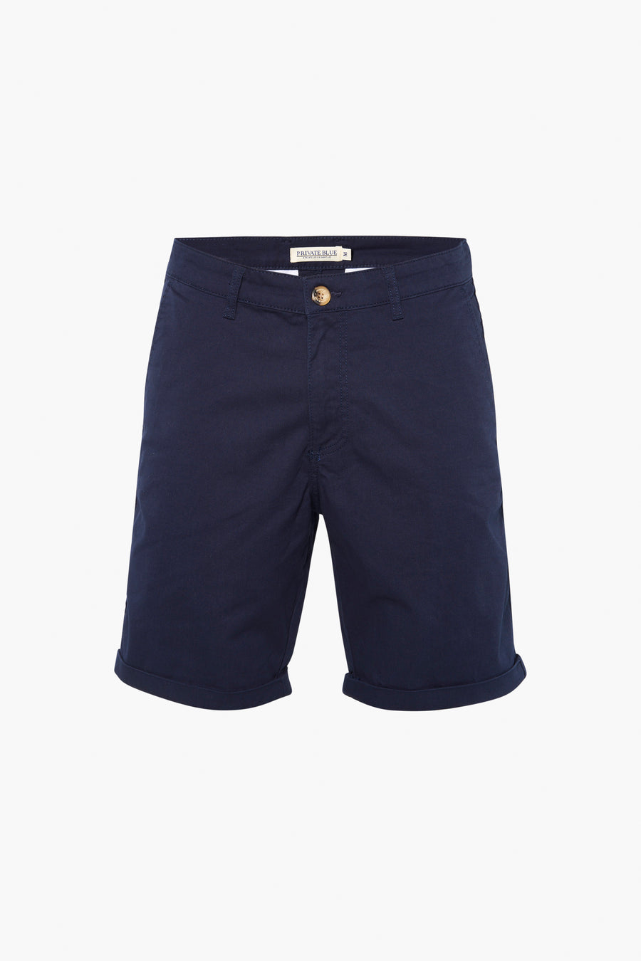 Bermuda blauw marine van PRIVATE BLUE, met revers aan de onderkant van de been.