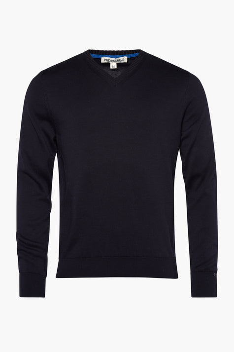 Trui met V-hals Zwart - PRIVATE BLUE