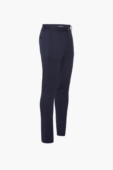 Pantalon coloré bleu de PRIVATE BLUE, coupe ajustée et fermeture éclair visible.