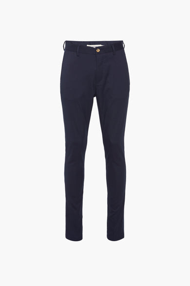 Pantalon bleu de PRIVATE BLUE, coupe ajustée avec une subtile texture discrète.