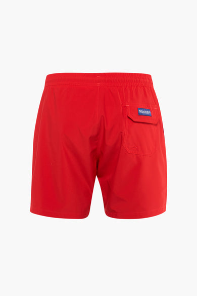 Short de bain rouge de Private Blue, avec une poche arrière plaquée.